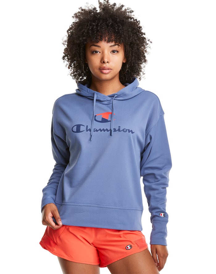 Champion Hoodie Dames - Blauw - Game Day Split Logo ( 023715-QER )